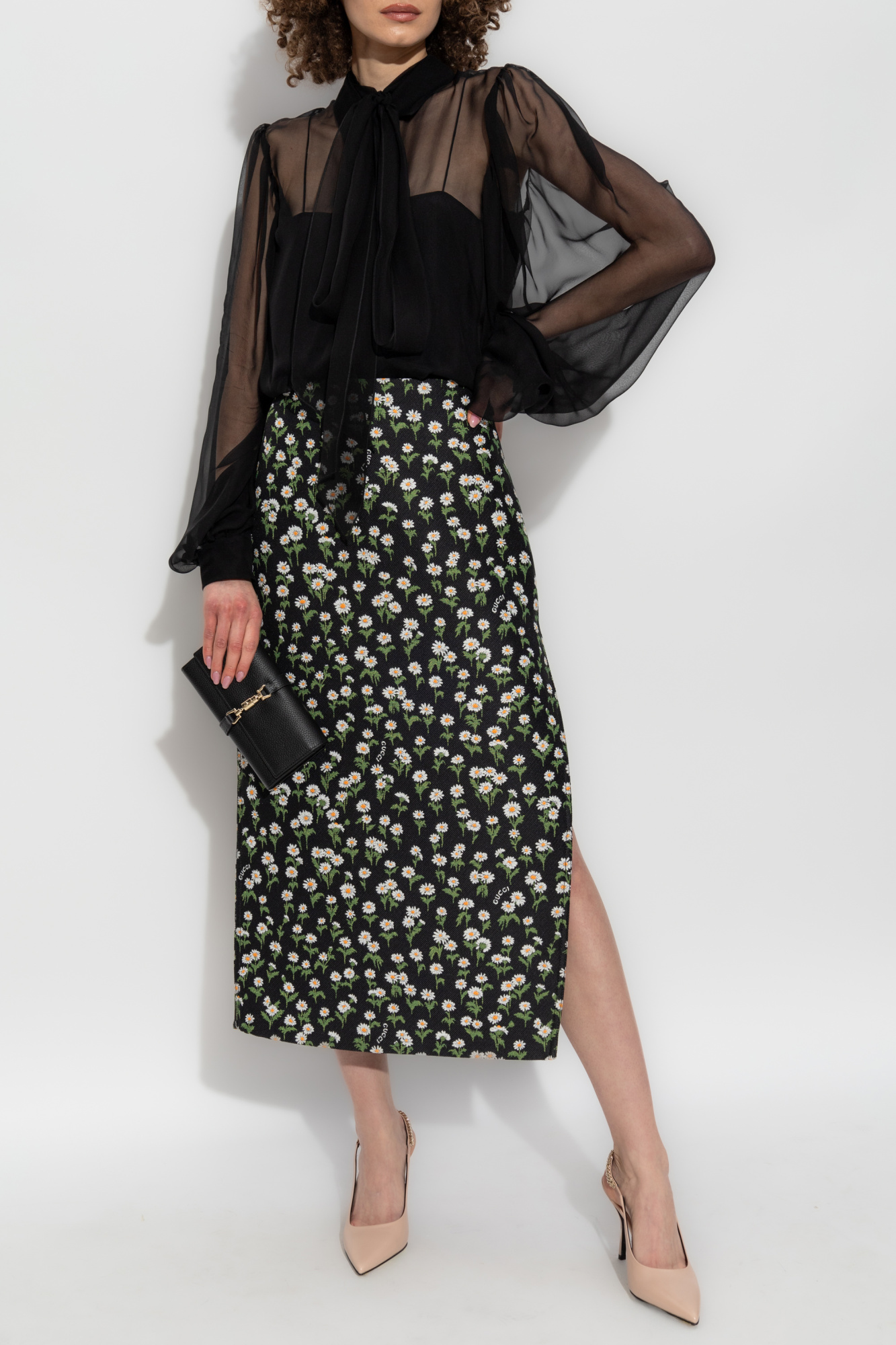 Black Patterned skirt with slit Gucci - Vitkac AS